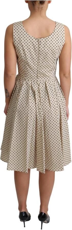 Dolce & Gabbana Beige Polka Gestippelde Katoenen A-Lijn Jurk Beige Dames - Foto 3