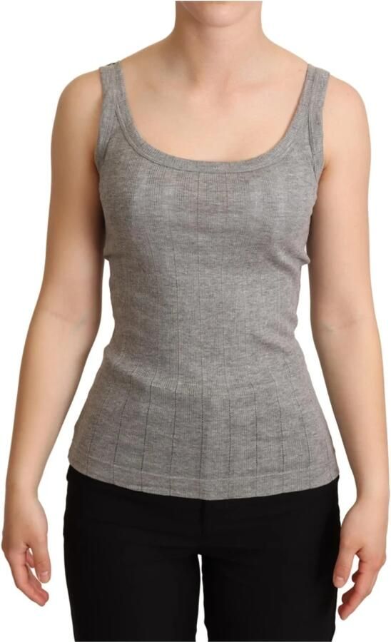 Dolce & Gabbana Gray Cotton Modal Canotta Tank Top T-shirt Grijs Dames - Foto 4