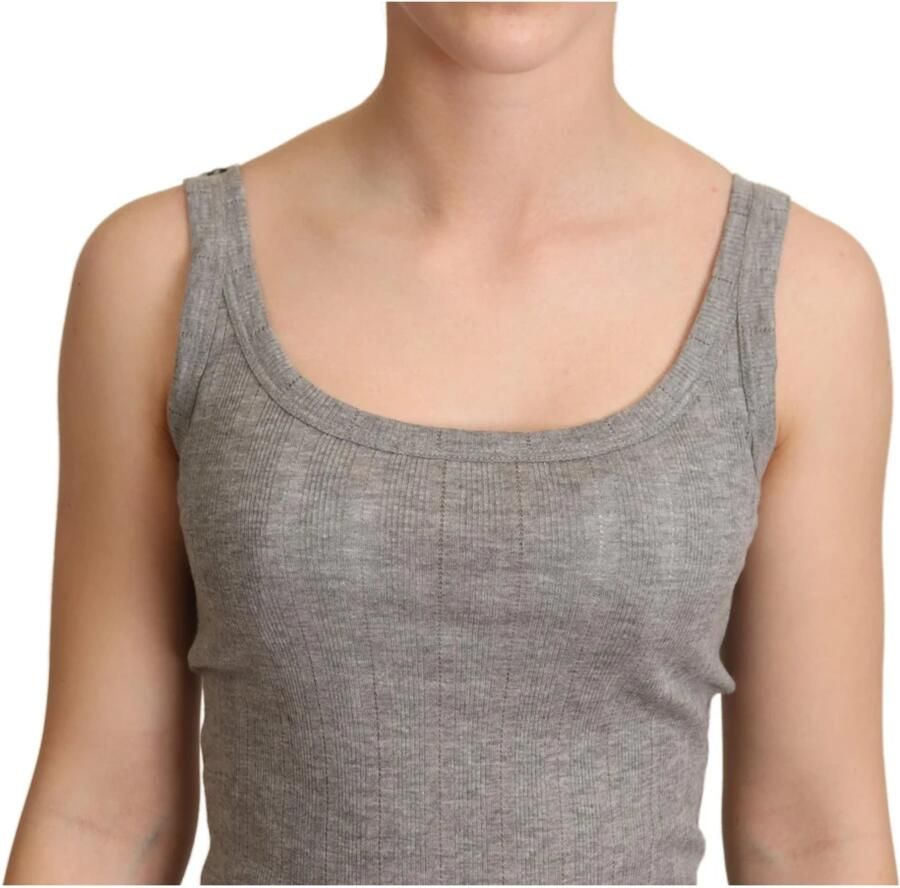 Dolce & Gabbana Gray Cotton Modal Canotta Tank Top T-shirt Grijs Dames