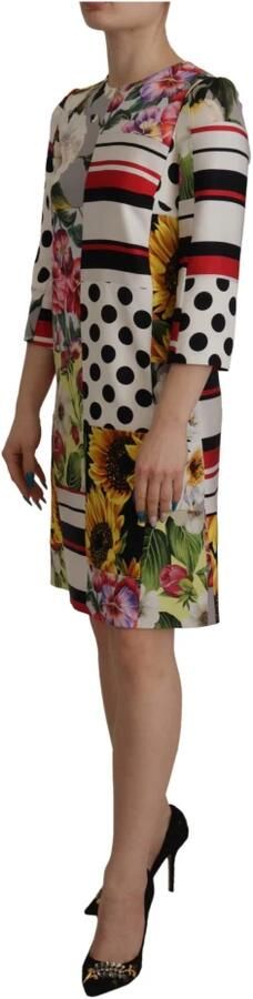 Dolce & Gabbana Multicolor Charmeuse Floral Sheath Jaquard Pachwork Dress Meerkleurig Dames - Foto 6
