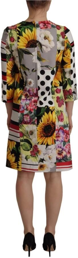 Dolce & Gabbana Multicolor Charmeuse Floral Sheath Jaquard Pachwork Dress Meerkleurig Dames - Foto 5