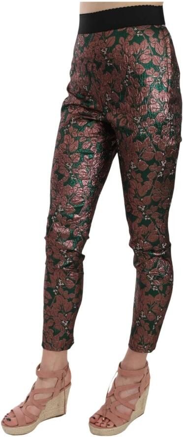 Dolce & Gabbana Iridescent Brocade Jacquard Trousers Crop Pants Paars Dames