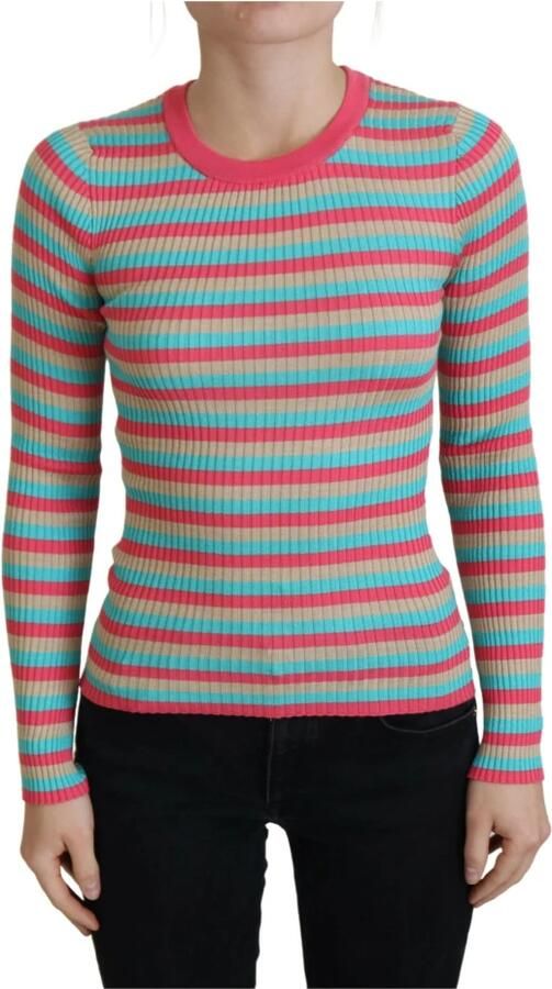 Dolce & Gabbana Multicolor Crewneck Pullover Zijden Trui Multicolor Dames - Foto 5