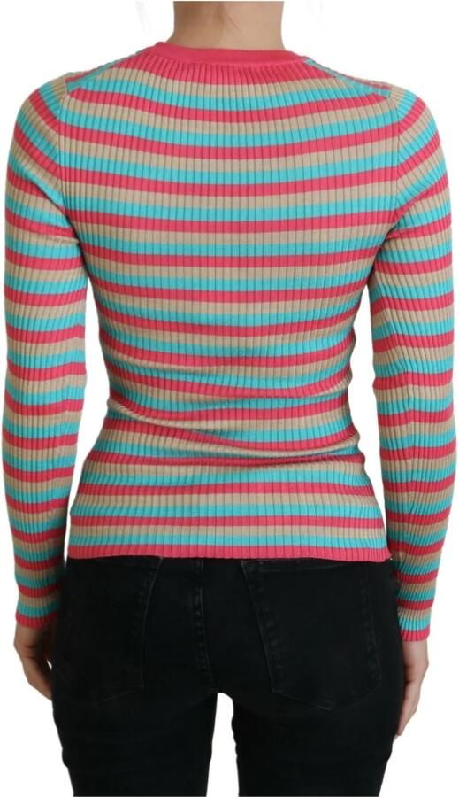 Dolce & Gabbana Multicolor Crewneck Pullover Zijden Trui Multicolor Dames - Foto 3