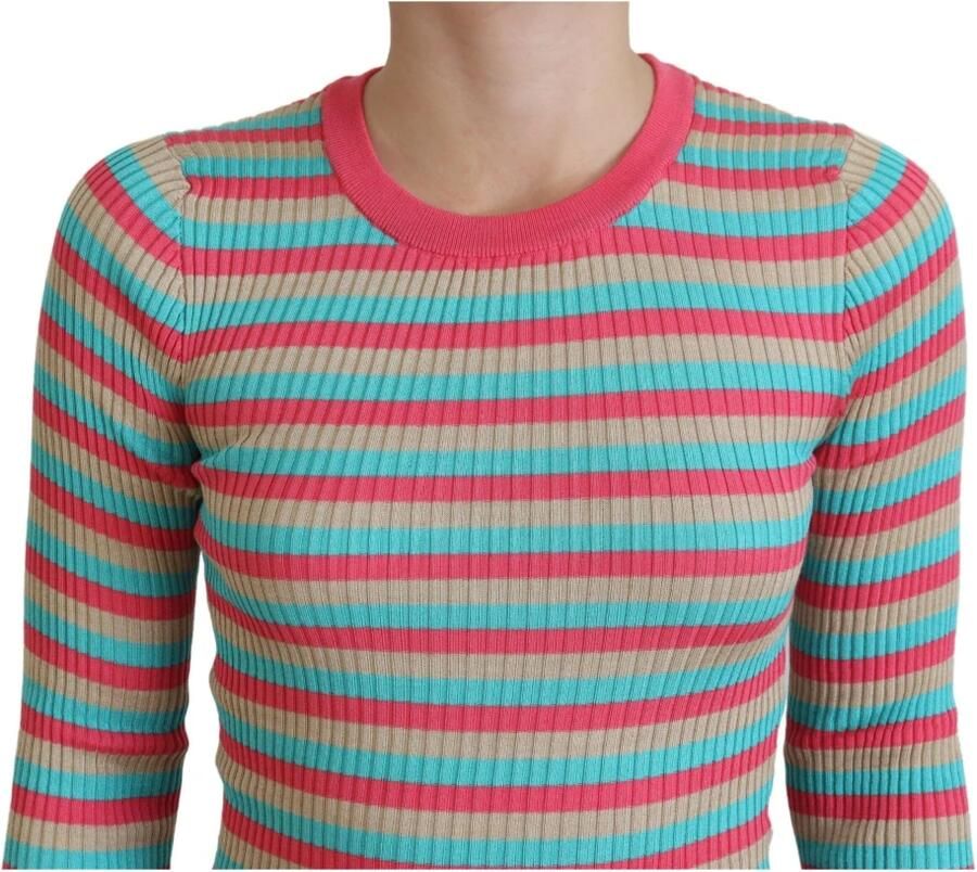 Dolce & Gabbana Multicolor Crewneck Pullover Zijden Trui Multicolor Dames