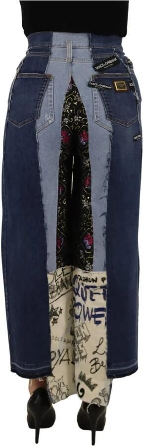 Dolce & Gabbana Multicolor Patchwork DG Mode Wijde Pijp Denim Broek Multicolor Dames - Foto 6