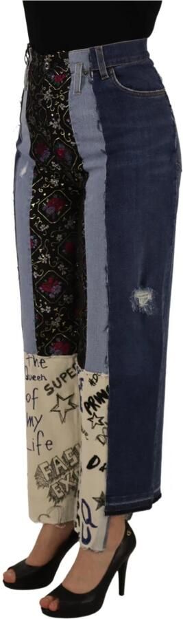 Dolce & Gabbana Multicolor Patchwork DG Mode Wijde Pijp Denim Broek Multicolor Dames - Foto 7