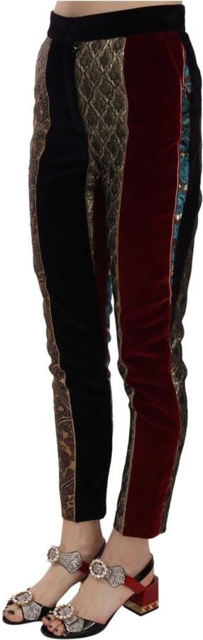 Dolce & Gabbana Multicolor Jacquard Cropped Tapered Broek Meerkleurig Dames