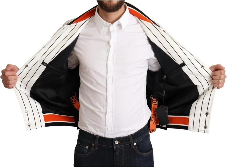 Dolce & Gabbana Majestueuze Lion Bomber Jacket in Wit Multicolor Heren