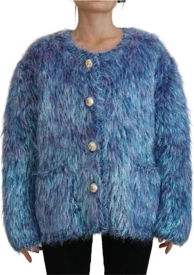 Dolce & Gabbana Nieuwe Multicolor Jas met Lange Mouwen Blauw Dames - Foto 8