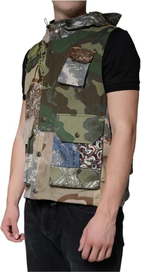 Dolce & Gabbana Multicolor Patchwork Hooded Vest Jas Multicolor Heren - Foto 4