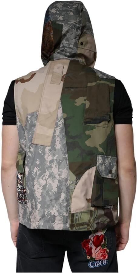Dolce & Gabbana Multicolor Patchwork Hooded Vest Jas Multicolor Heren - Foto 5