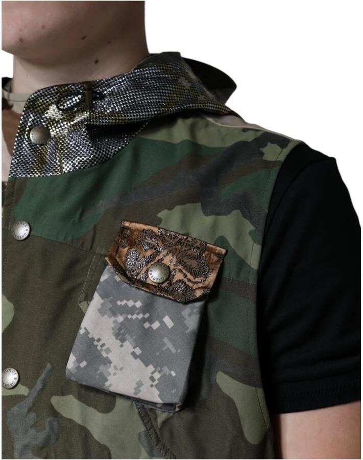 Dolce & Gabbana Multicolor Patchwork Hooded Vest Jas Multicolor Heren - Foto 2