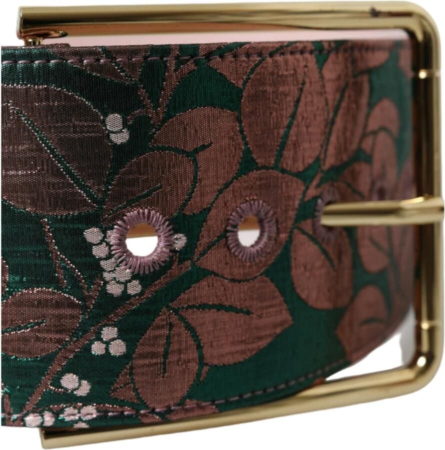 Dolce & Gabbana Bloemen Jacquard Lurex Riem met Gouden Gesp Multicolor Dames