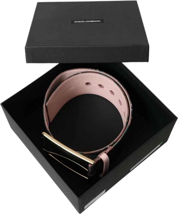 Dolce & Gabbana Bloemen Jacquard Lurex Riem met Gouden Gesp Multicolor Dames - Foto 2