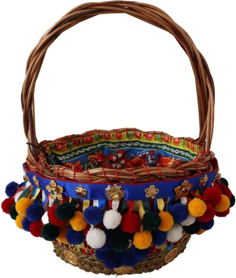 Dolce & Gabbana Multicolor Versierde Rieten Mand Tote Tas Multicolor Dames - Foto 4