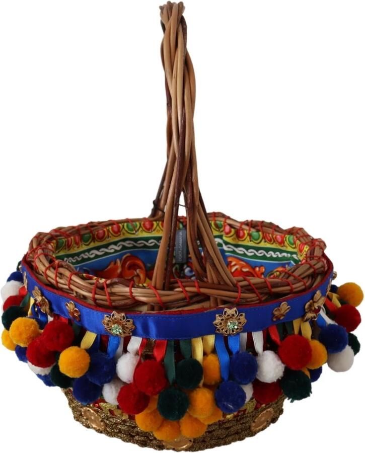 Dolce & Gabbana Multicolor Versierde Rieten Mand Tote Tas Multicolor Dames - Foto 3