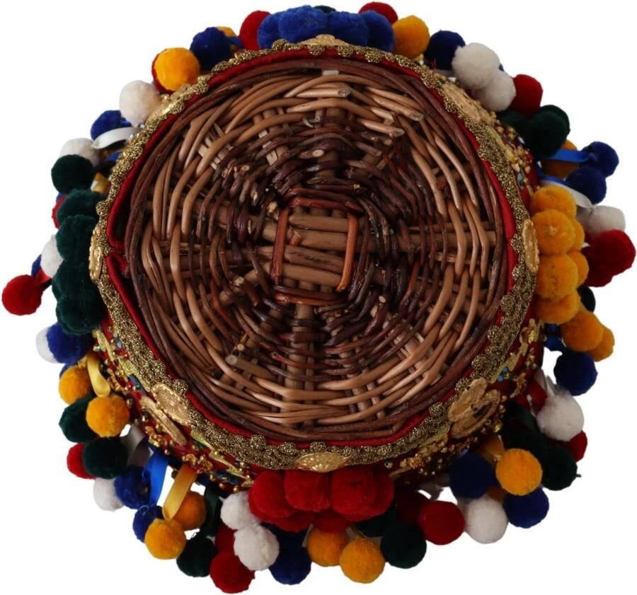 Dolce & Gabbana Multicolor Versierde Rieten Mand Tote Tas Multicolor Dames