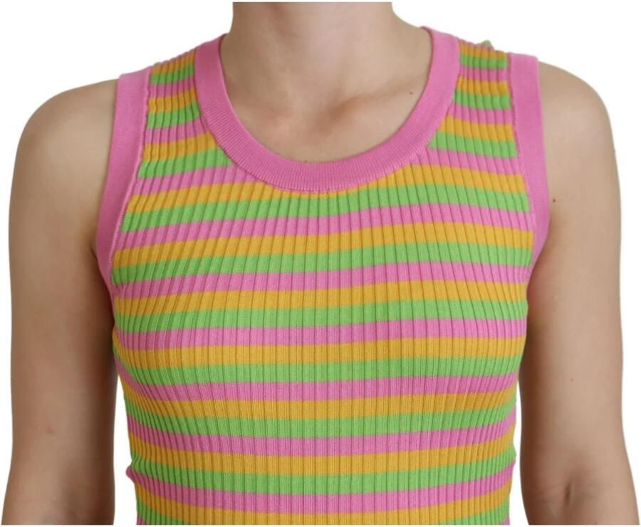 Dolce & Gabbana Multicolor Zijden Vest Pullover Tanktop Multicolor Dames