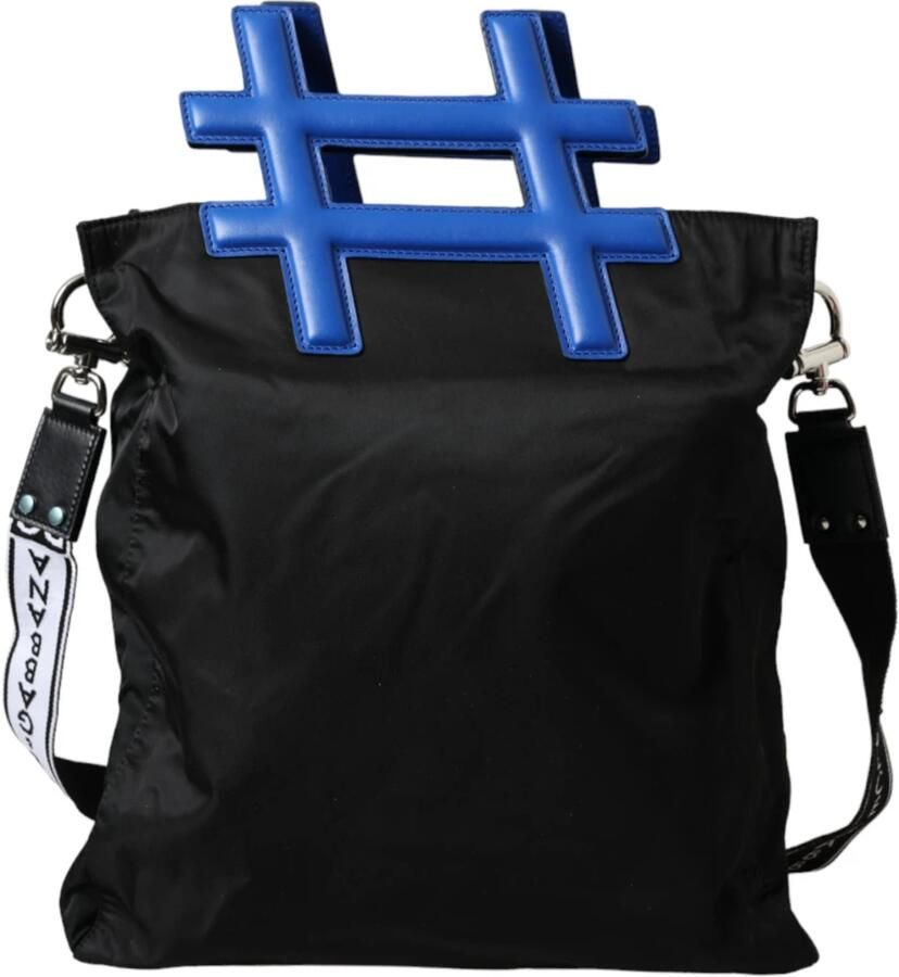 Dolce & Gabbana Nylon Blauw Leder Hashtag Winkelmand Black Heren - Foto 2