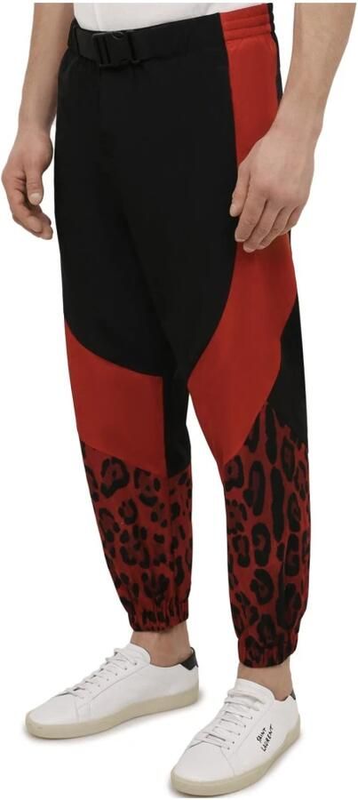 Dolce & Gabbana Nylon Elastische Broek met Gespband Black Heren