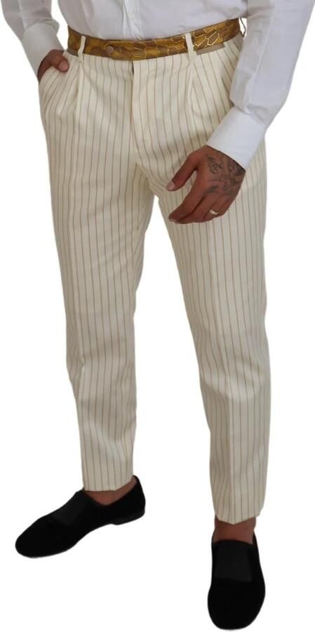 Dolce & Gabbana Off White Gouden Gestreepte Tuxedo Slim Fit Pak Multicolor Heren - Foto 8