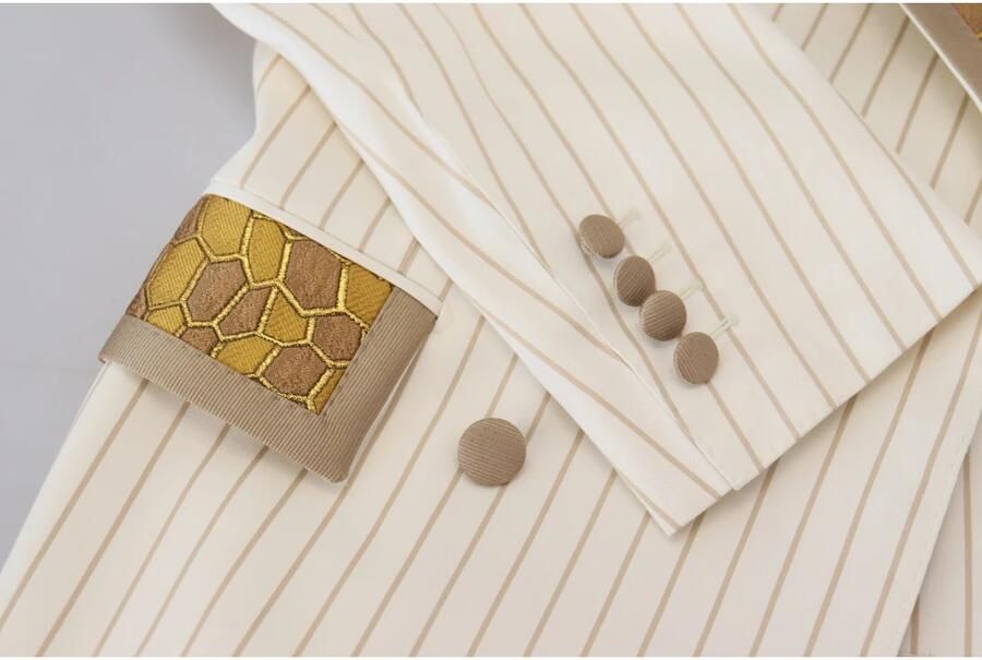 Dolce & Gabbana Off White Gouden Gestreepte Tuxedo Slim Fit Pak Multicolor Heren - Foto 3