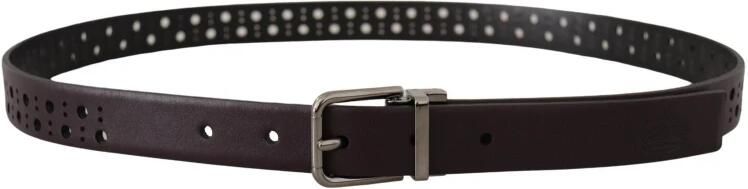 Dolce & Gabbana Paars Geperforeerde Leren Riem Metalen Gesp Purple Heren - Foto 4