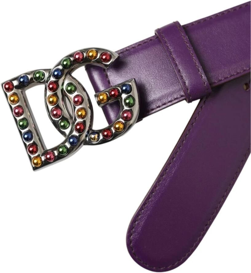 D&G Riem D&G Veelkleurige gesp riem Paarse leren riem
