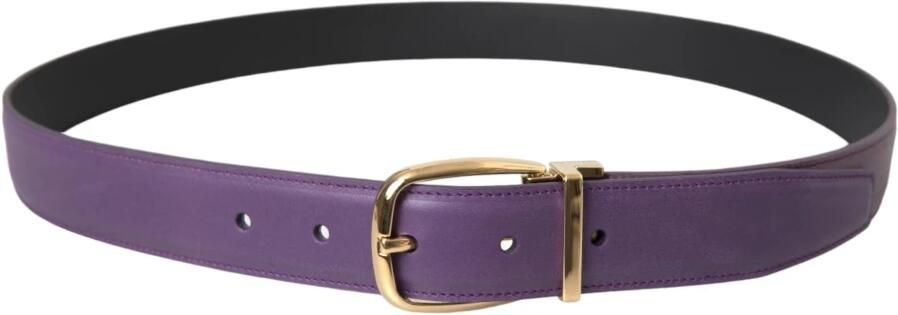 Dolce & Gabbana Paarse Leren Riem Gouden Gesp Mannen Purple Heren - Foto 6