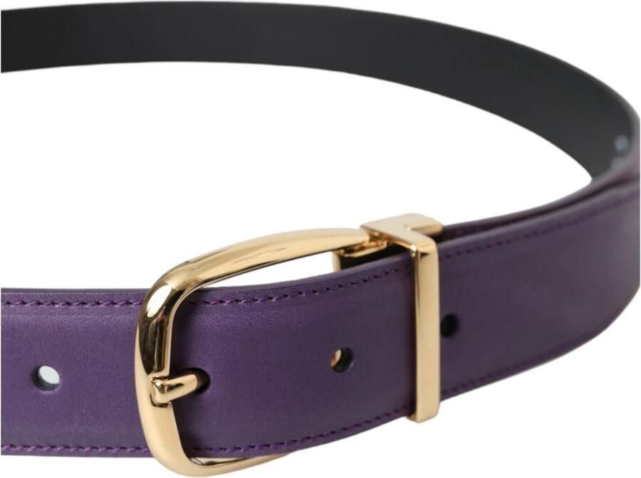 Dolce & Gabbana Paarse Leren Riem Gouden Gesp Mannen Purple Heren - Foto 5