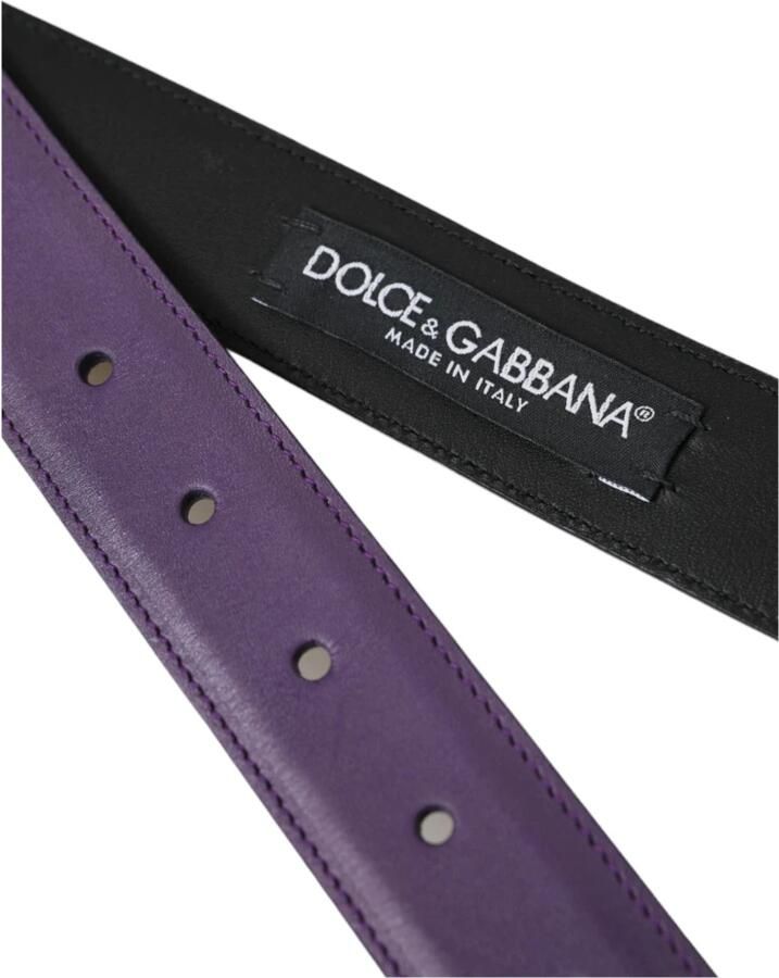 Dolce & Gabbana Paarse Leren Riem Gouden Gesp Mannen Purple Heren - Foto 3