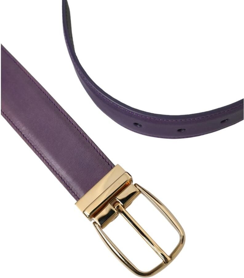 Dolce & Gabbana Paarse Leren Riem Gouden Gesp Mannen Purple Heren - Foto 2