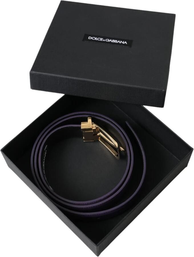 Dolce & Gabbana Paarse Leren Riem Gouden Gesp Mannen Purple Heren - Foto 4