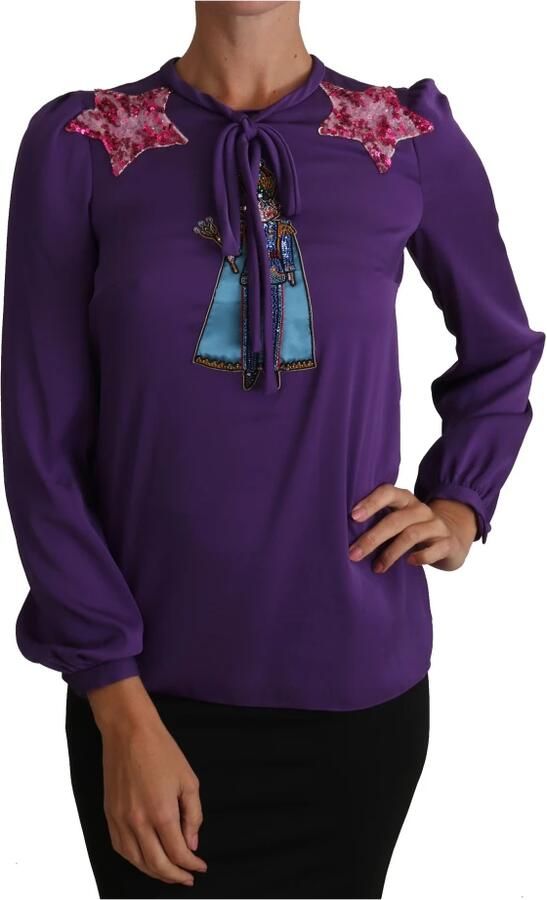 Dolce & Gabbana Purple Blouse Prince Fairy Tale Embellished Top Paars Dames - Foto 4