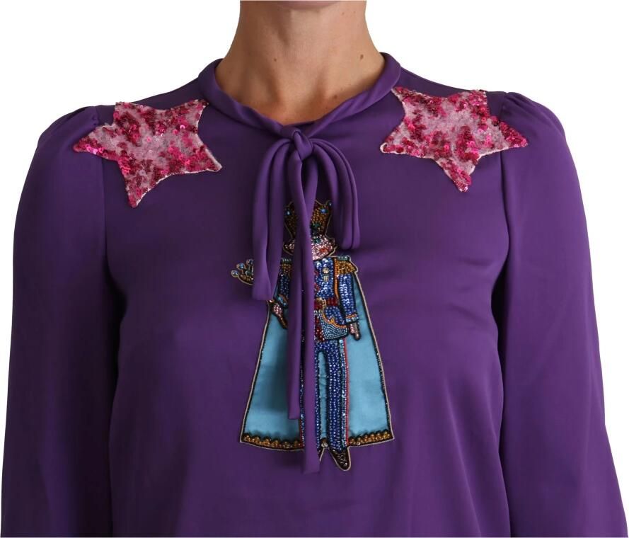 Dolce & Gabbana Purple Blouse Prince Fairy Tale Embellished Top Paars Dames