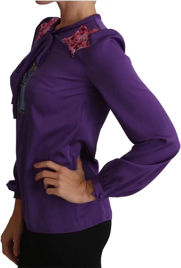 Dolce & Gabbana Purple Blouse Prince Fairy Tale Embellished Top Paars Dames - Foto 3