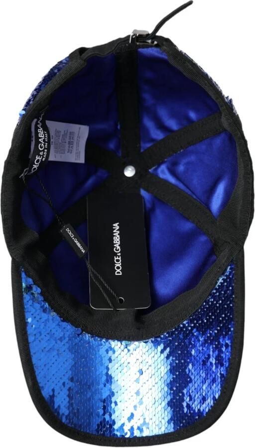 Dolce & Gabbana Blauwe Pailletten Baseballpet Mannen Blue Heren - Foto 5
