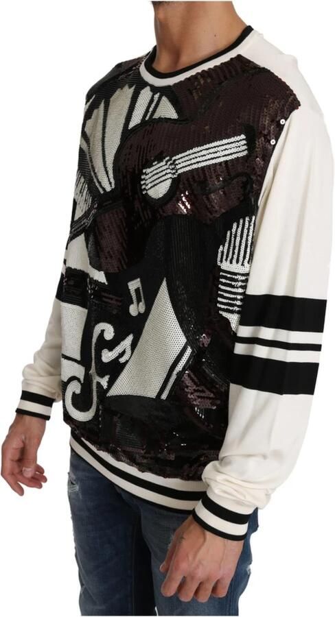 Dolce & Gabbana Witte Jazz Sequined Guitar Pullover Sweater Multicolor Heren - Foto 4