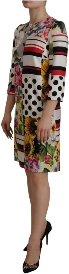 Dolce & Gabbana Multicolor Charmeuse Floral Sheath Jaquard Pachwork Dress Meerkleurig Dames - Foto 6