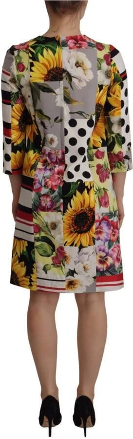 Dolce & Gabbana Multicolor Charmeuse Floral Sheath Jaquard Pachwork Dress Meerkleurig Dames - Foto 5