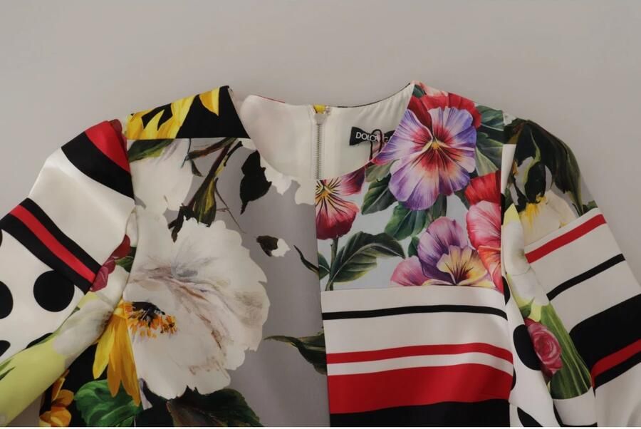 Dolce & Gabbana Multicolor Charmeuse Floral Sheath Jaquard Pachwork Dress Meerkleurig Dames - Foto 4