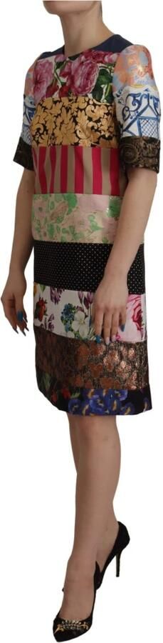 Dolce & Gabbana Multicolor Pachwork Floral Sheath Jaquard Mini Gown Dress Meerkleurig Dames - Foto 7
