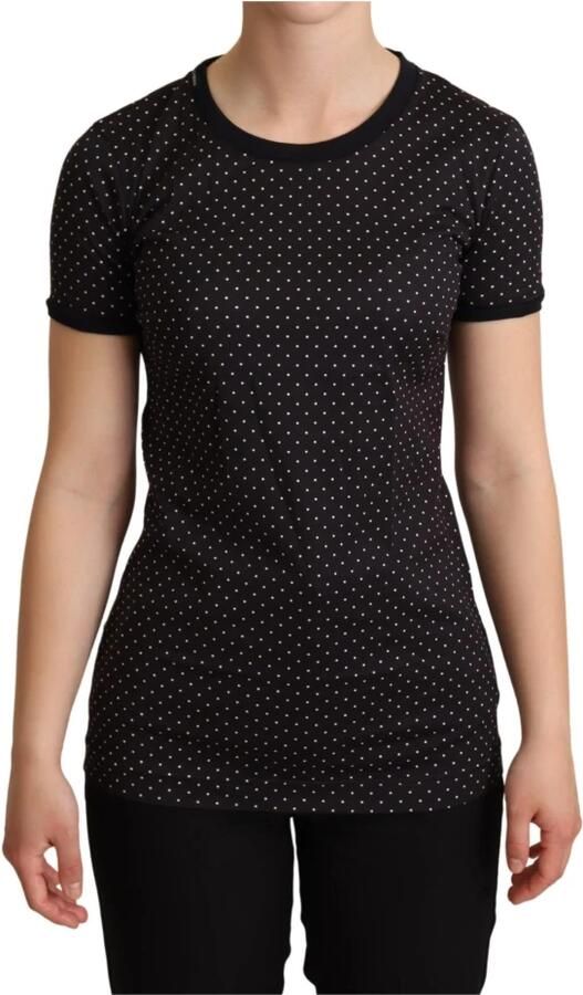 Dolce & Gabbana Dolce Gabbana Dotted Crewneck Bomuld Top T-shirt Zwart Dames - Foto 3
