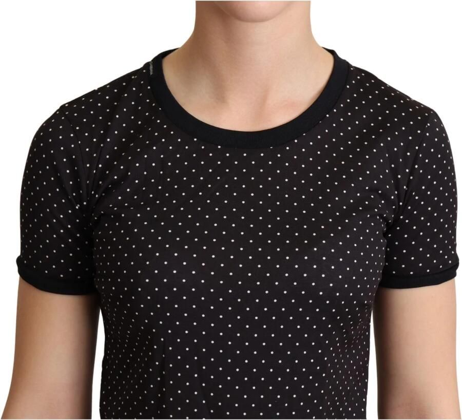 Dolce & Gabbana Dolce Gabbana Dotted Crewneck Bomuld Top T-shirt Zwart Dames