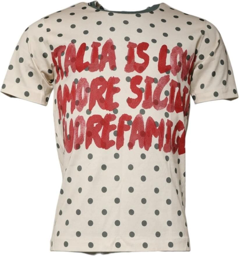 Dolce & Gabbana Polka Dot Grafische Print T-shirt Beige Heren