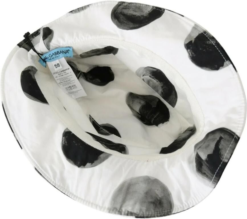 Dolce & Gabbana Logo Bucket Hat Wit met Zwart Polka Dot White Dames - Foto 4