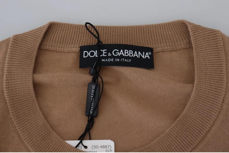 Dolce & Gabbana Beige Cashmere Crown Logo Pullover Sweater Bruin Heren - Foto 4
