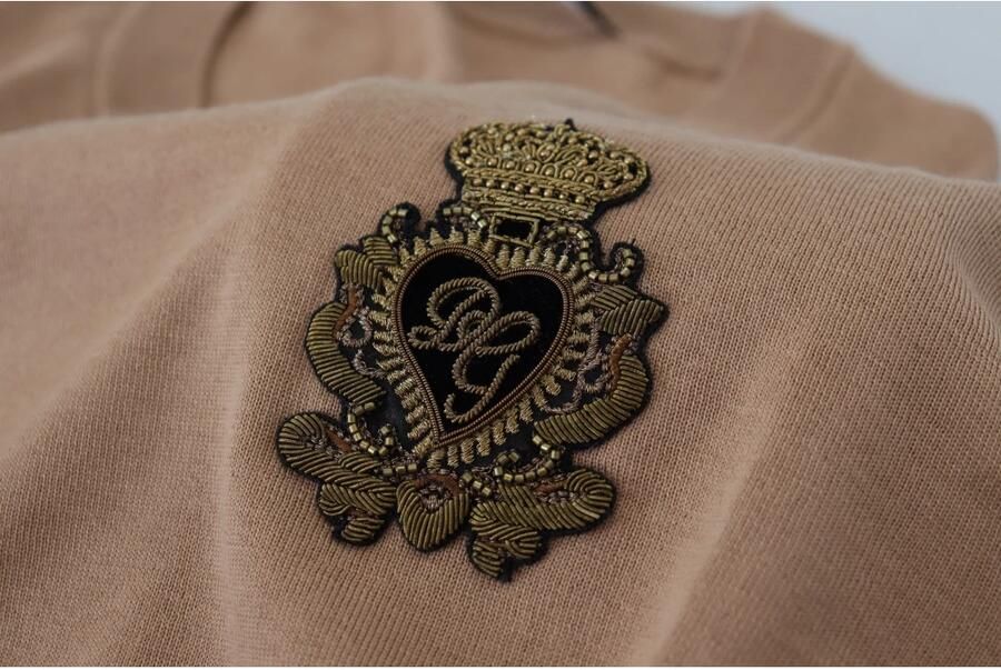 Dolce & Gabbana Beige Cashmere Crown Logo Pullover Sweater Bruin Heren - Foto 3