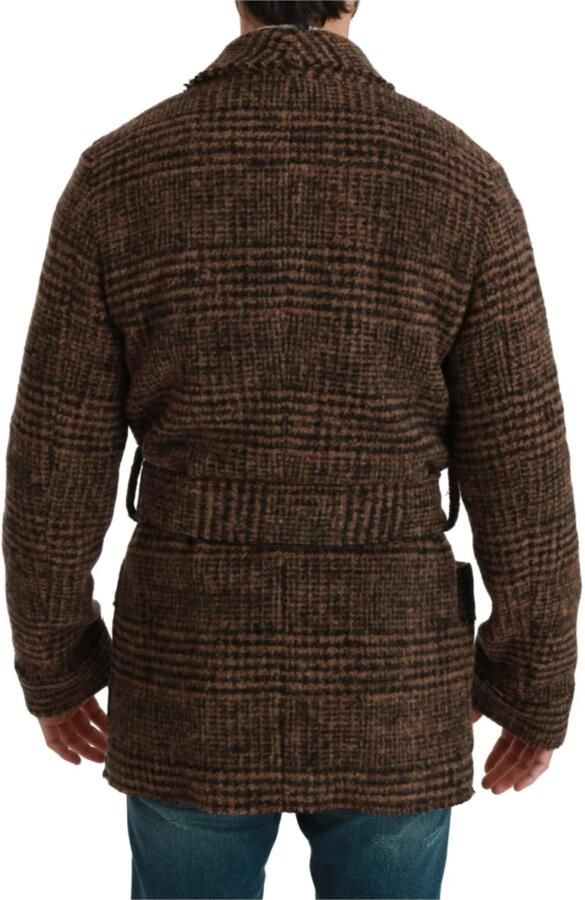 Dolce & Gabbana Prachtige Bruine Geruite Wollen Mantel Brown Heren - Foto 2